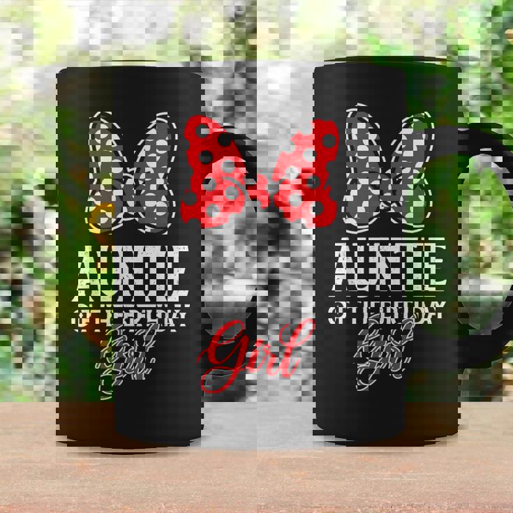 Auntie Of The Birthday Girl Cute Pink Bow Family Matching Coffee Mug Gifts ideas
