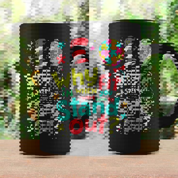 Autism Awareness Why Fit In Doctor Teacher Cat In Hat Cool Coffee Mug Gifts ideas