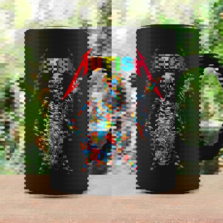 Autism Skeleton Guitar Player Rock Music Autism Awareness Coffee Mug Gifts ideas