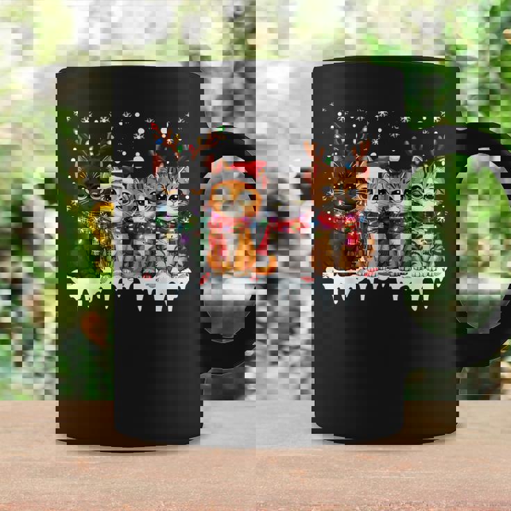 Cat Christmas Light Reindeer Santa Christmas Cat Lover Coffee Mug Gifts ideas