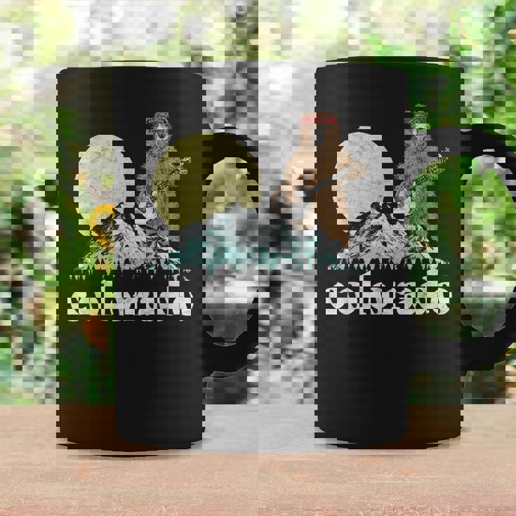 Colorado Banjo Bear Retro Style Mountains Sketch Graphic Print Coffee Mug Gifts ideas