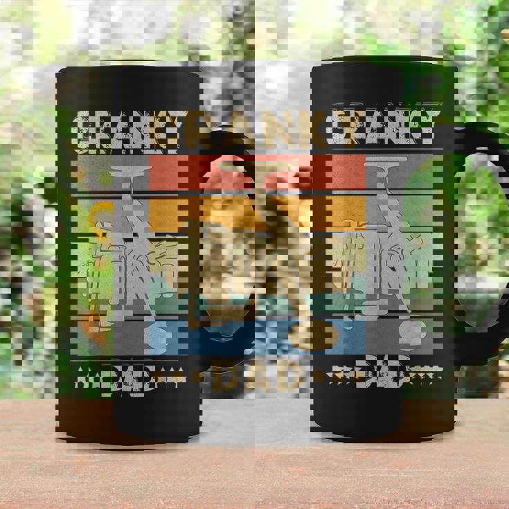 Cranky Dad Fishing Reel Humor Father Fisherman Retro Graphic Print Coffee Mug Gifts ideas