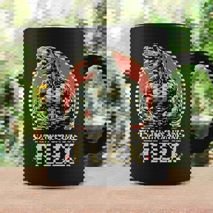 Divertido Bodybuilder Tyrannosaurus Flex Gym T-Rex Dinosaur Taza de café Ideas de regalos