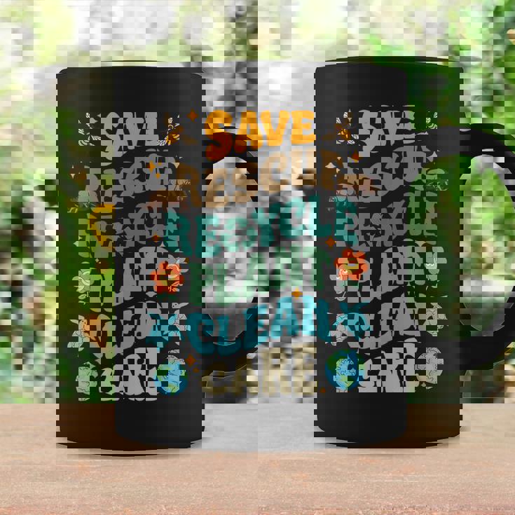 Fun Earth Day Save Rescue Recycle Plant Clean Care Earth Day Coffee Mug Gifts ideas