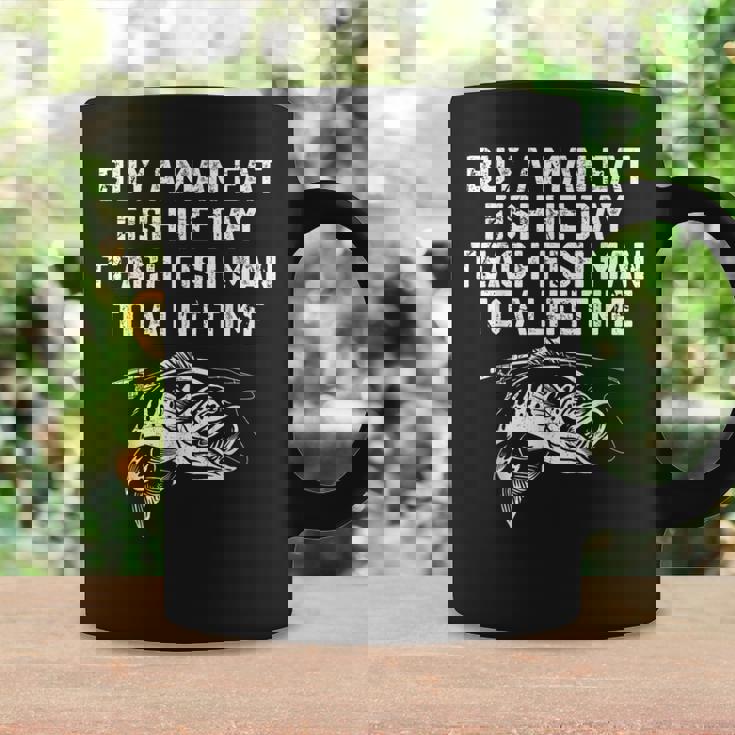 Buy A Man Eat Fish He Day Teach Fish Man To A Lifetime Coffee Mug Gifts ideas