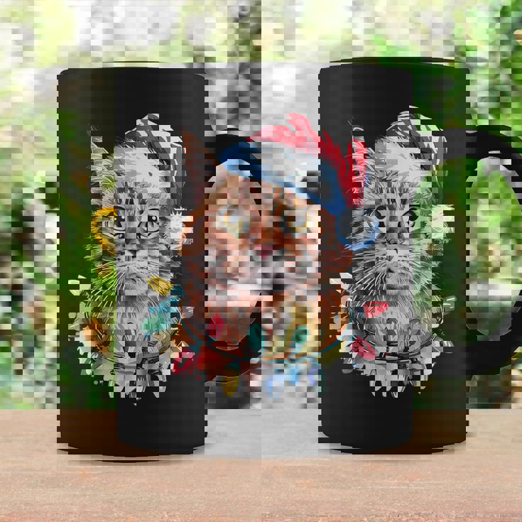 Christmas Orange Tabby Cat Christmas Tree Santa Cat Coffee Mug Gifts ideas