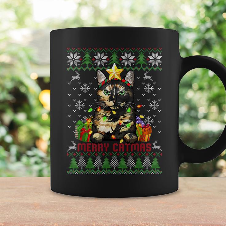 Merry Catmas Tortoiseshell Cat Ugly Christmas Jumper Tassen Geschenkideen