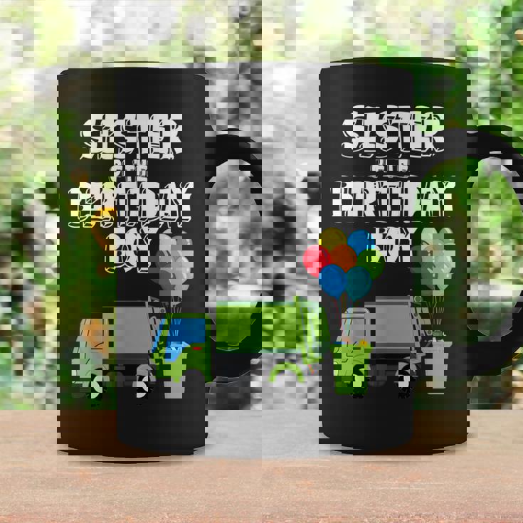 Garbage Truck Sister Birthday Boy Balloons Birthday Party Taza de café Ideas de regalos