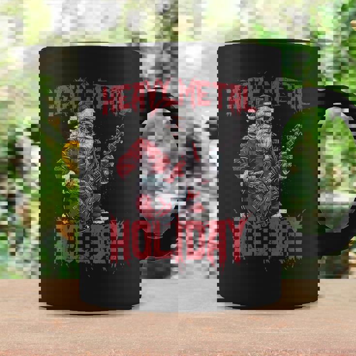 Heavy Metal Santa Claus Rock Holiday Navidad Música Rock Taza de café Ideas de regalos