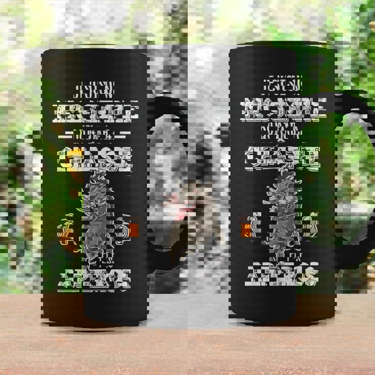 Homme Humour Chasseur Sanglier J'aime La Chasse Et L'apéro Tasse Idées cadeaux