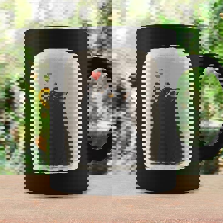 Japanese Anime Cute Cat Heart Kawaii Black Cat Heart Girls Coffee Mug Gifts ideas