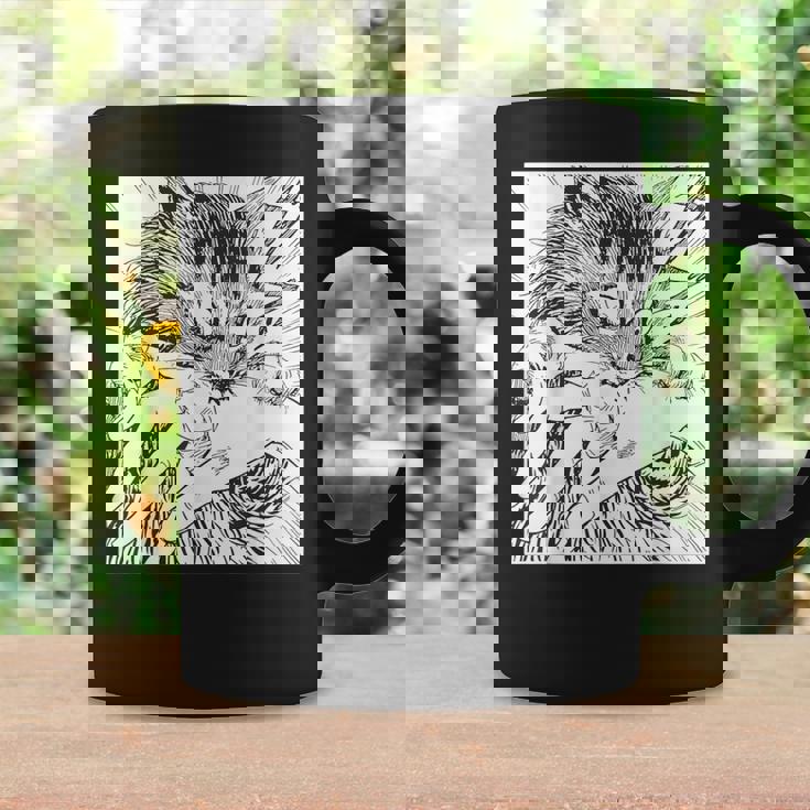 Japanese Horror Anime Cat Bite Crazy Cool Graphic Coffee Mug Gifts ideas