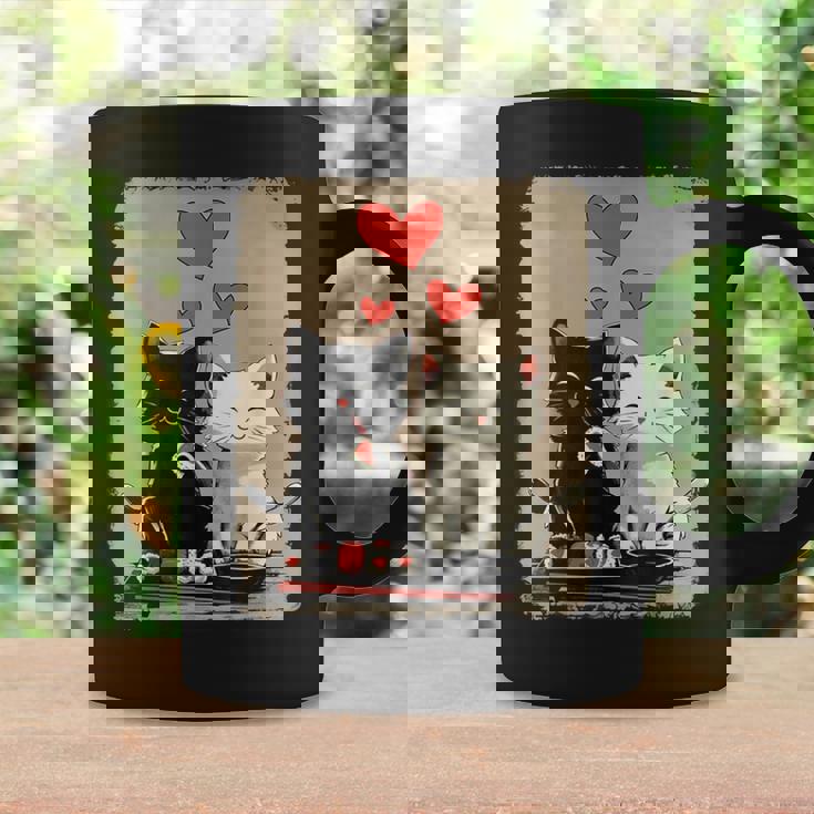 Kawaii Cat Couple Valentines Day Anime Cat Couple Heart Cat Coffee Mug Gifts ideas