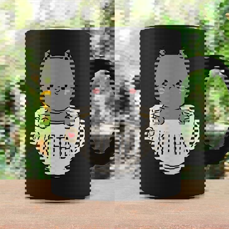 Kit-Tea Cute Kitten In Tea Cup Cat Lover Cat Pun Graphic Print Coffee Mug Gifts ideas