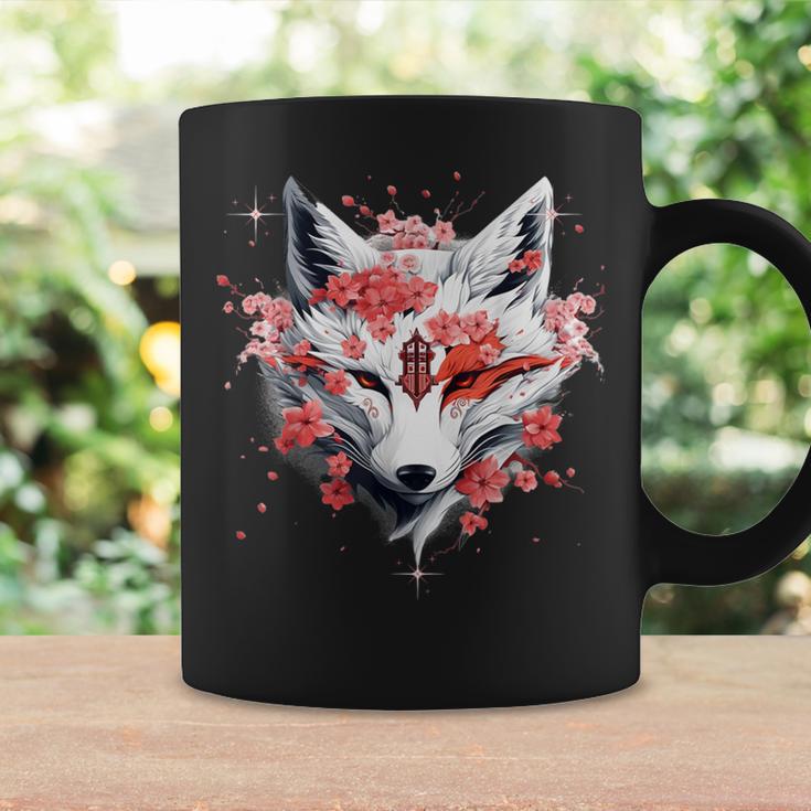 Kitsune Fox Mask Japanese Anime Kawaii Blossom Cherry Flower Tassen Geschenkideen