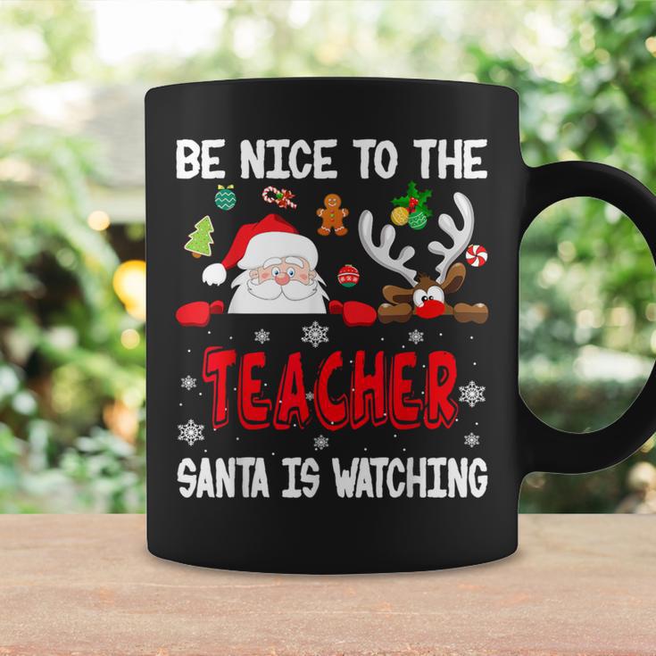 Be Nice To The Teacher Santa Is Watching Xmas Santa Reindeer S Tassen Geschenkideen