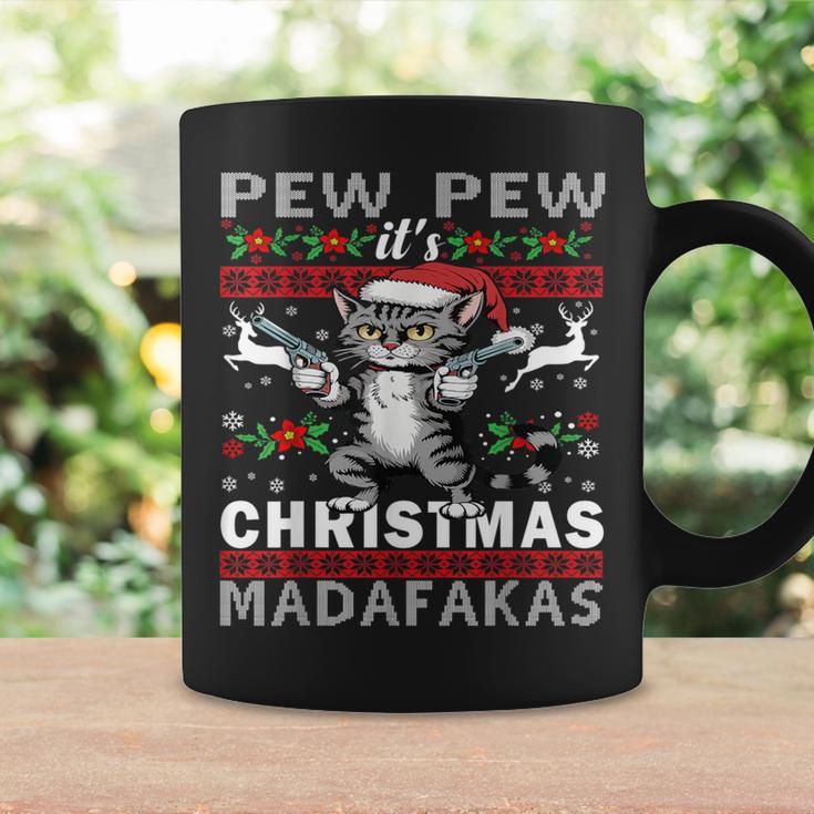 Pew Pew It's Christmas Madafakas Cat Santa Tassen Geschenkideen