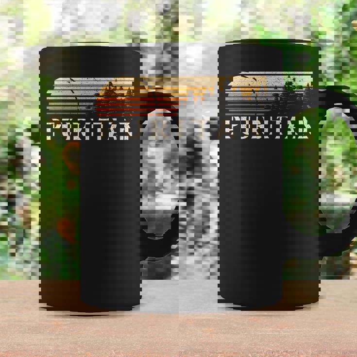 Puritan CO Vintage Evergreen Sunset Eighties Retro Graphic Print Coffee Mug Gifts ideas