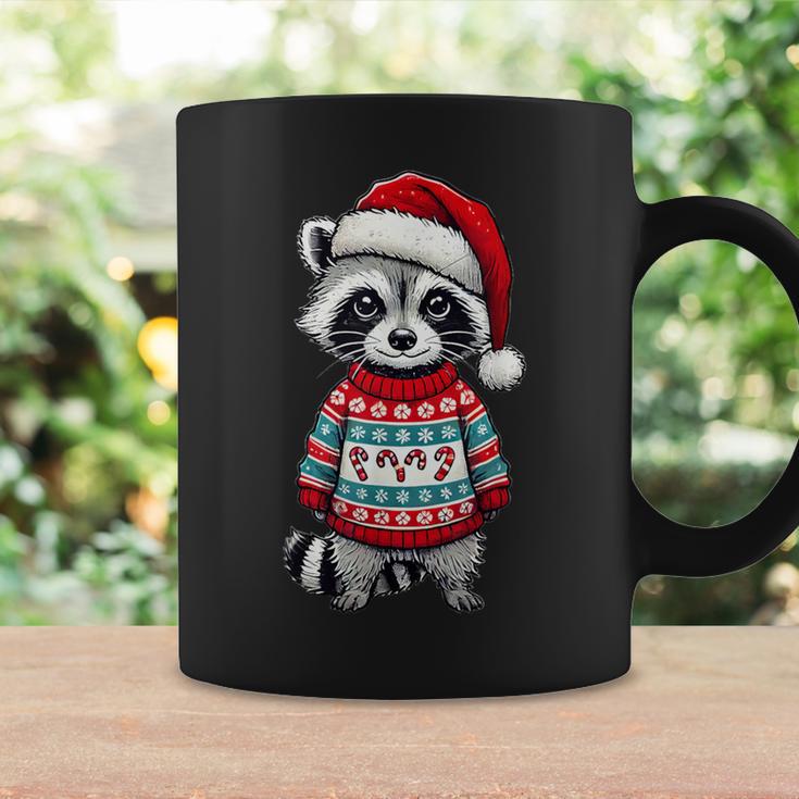 Raccoon Ugly Sweater Santa Hat Christmas Tassen Geschenkideen