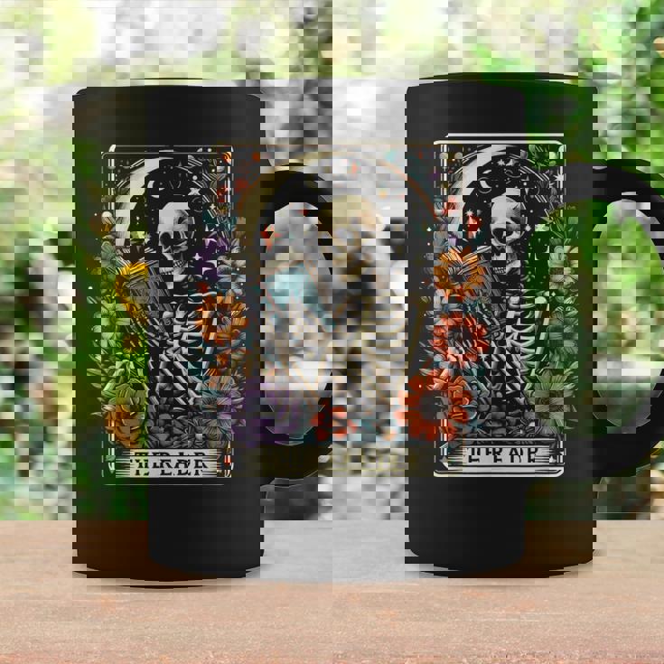 The Reader Tarot Card Skeleton Reading Book Bookworm Bookish Coffee Mug Gifts ideas
