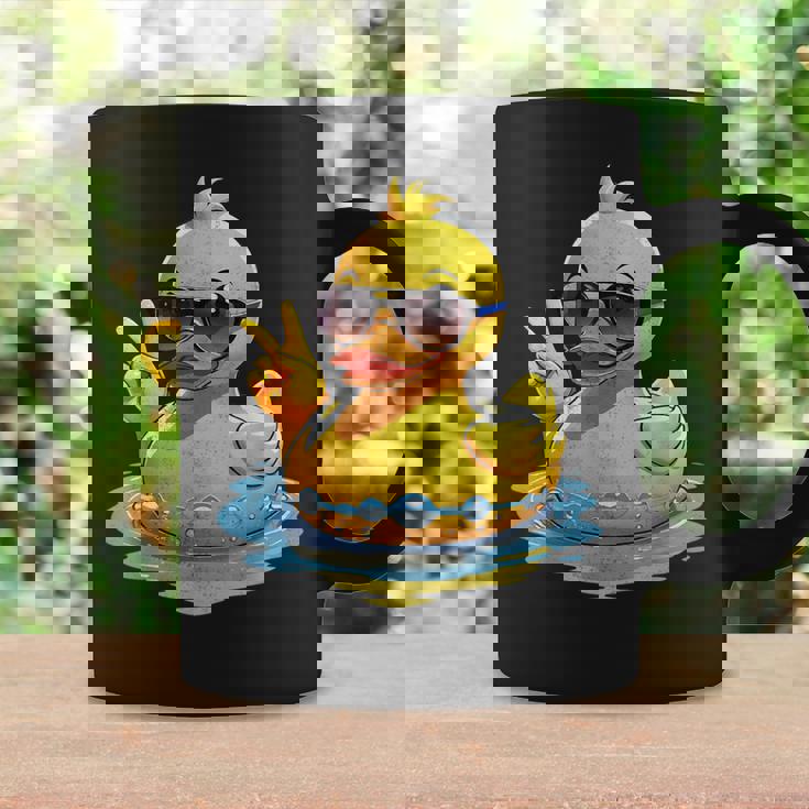 Retro Groovy Yellow Rubber Duck Peace Duck Lovers Coffee Mug Gifts ideas
