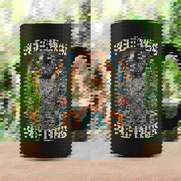 Retro Southern Sunset Cowgirl Wild Flowers Wild Horses Coffee Mug Gifts ideas