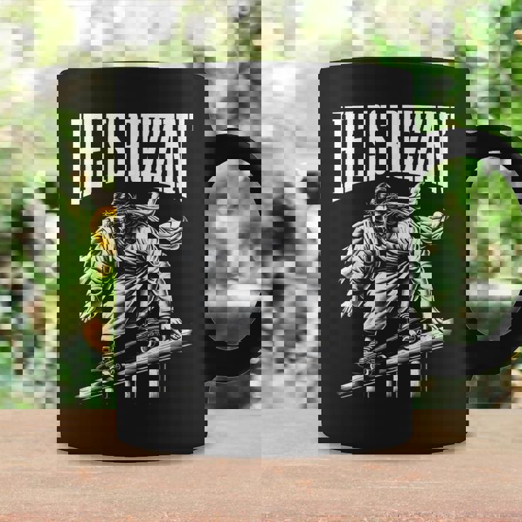 He Is Rizzin Jesus Skateboard Meme Graphic Print Coffee Mug - Monsterry