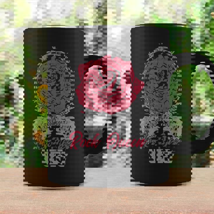 Rock Queenibes Guitarraintage Rose Rock Music Taza de café Ideas de regalos