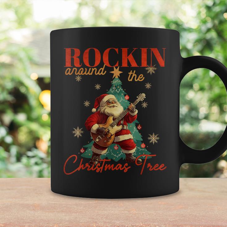 Rocking Around The Christmas Tree Santa Rock And Roll Guitar Tassen Geschenkideen