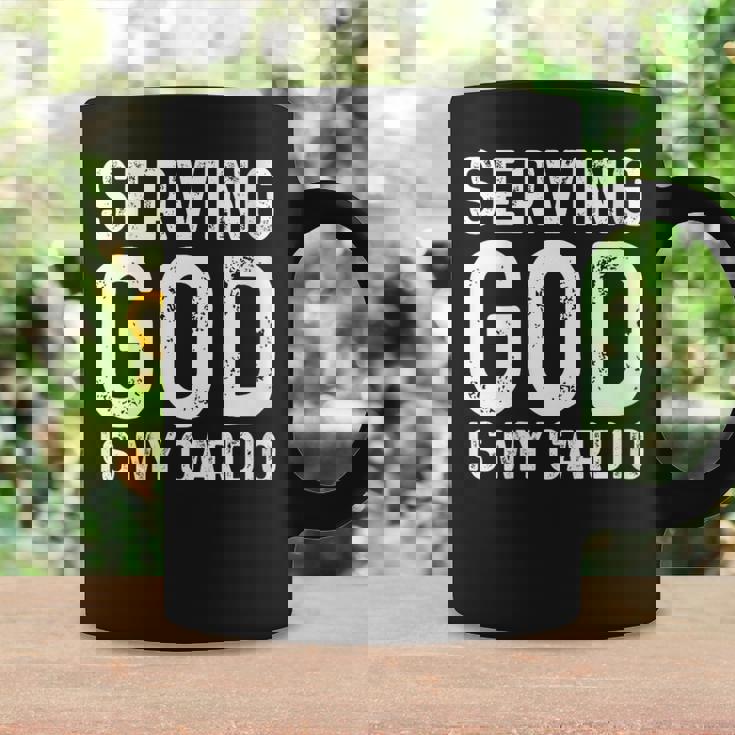 Serving God Is My Cardio Christian Graphic Print Coffee Mug Gifts ideas