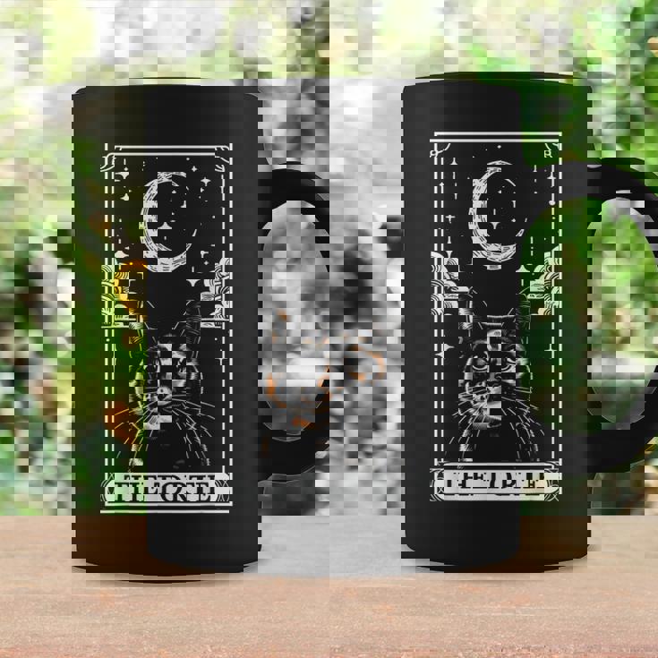 Tarot Card Vintage Crescent Moon Tortie Cat Mom Cat Lovers Coffee Mug Gifts ideas