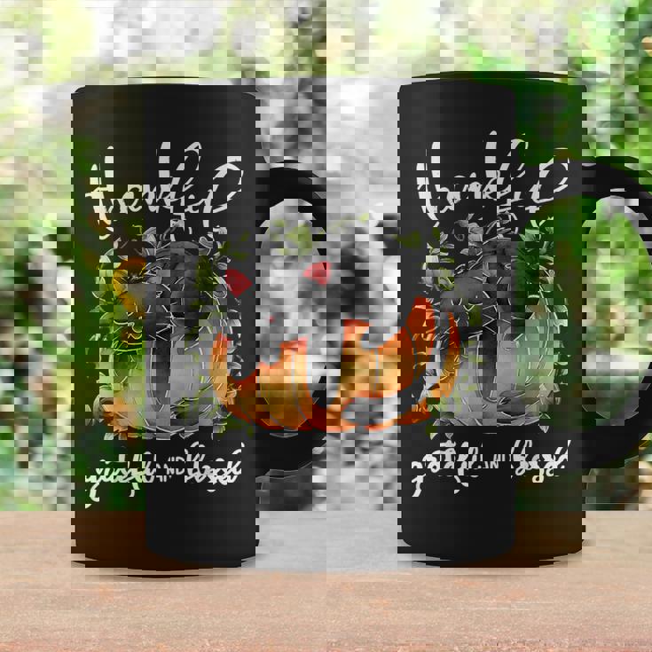 Thankful Grateful Blessed Pumpkin Cat Thanksgiving Day Graphic Print Coffee Mug Gifts ideas