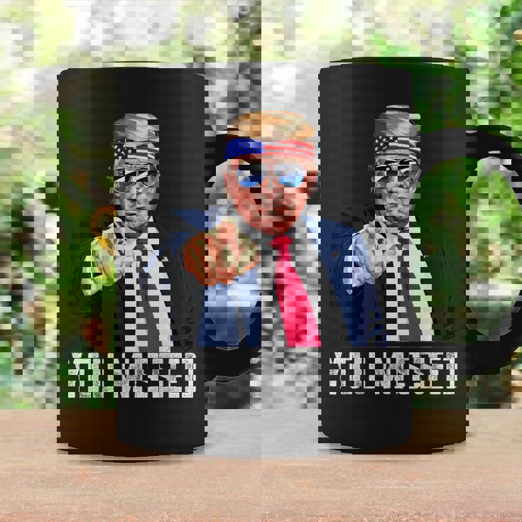 Trump You Missed Twice Bandana De La Bandera Estadounidense Trump 2024 Taza de café Ideas de regalos