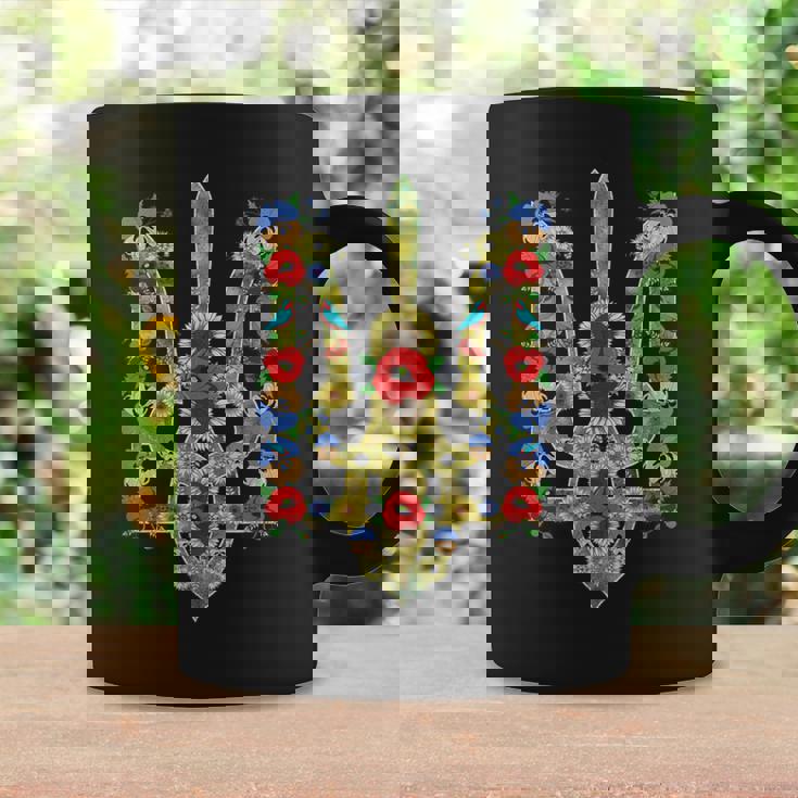 Ucraniano Trysub Girasol Retro Floral Ucraniayshyvanka Taza de café Ideas de regalos