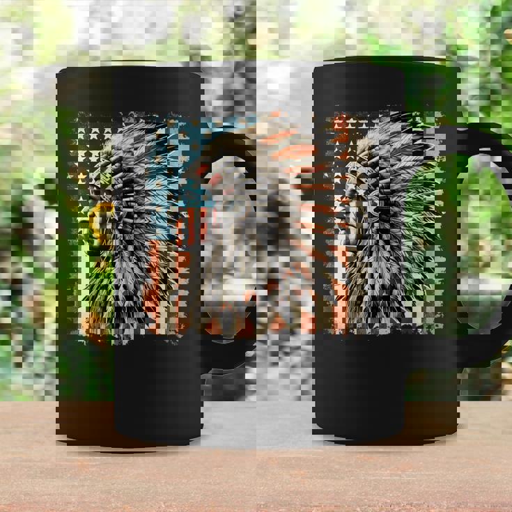Vintage Native American Indian Chief American Usa Flag Coffee Mug Gifts ideas