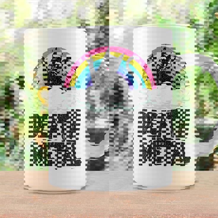 Death Metal Cat Satanic Banda De Punk Rock Para Niños Metal Rainbow Taza de café Ideas de regalos