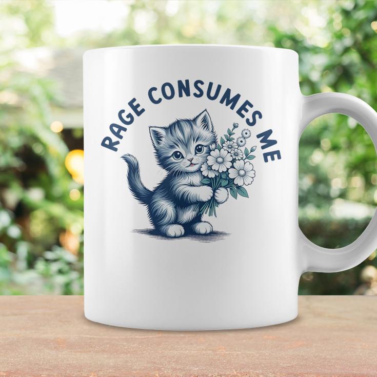 Rage Consumes Me Cat Flower Cute Kitty Cat Meme Gray Tassen Geschenkideen