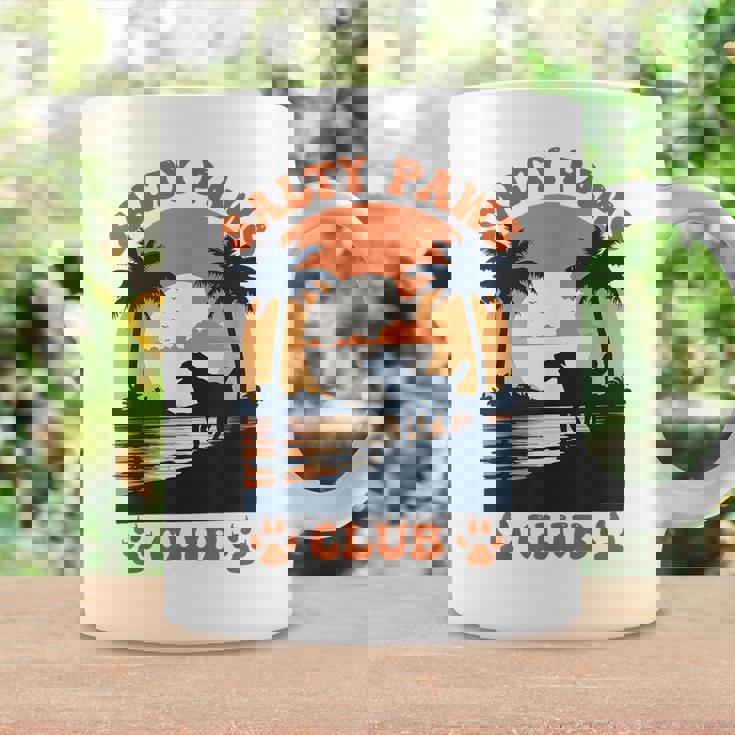 Retro Dog Beach Day Salty Paws Print Summer Ocean Sunset Graphic Print Coffee Mug Gifts ideas