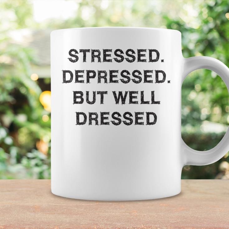 Stressed Depressed Well Dressed Saying English Fun S Tassen Geschenkideen