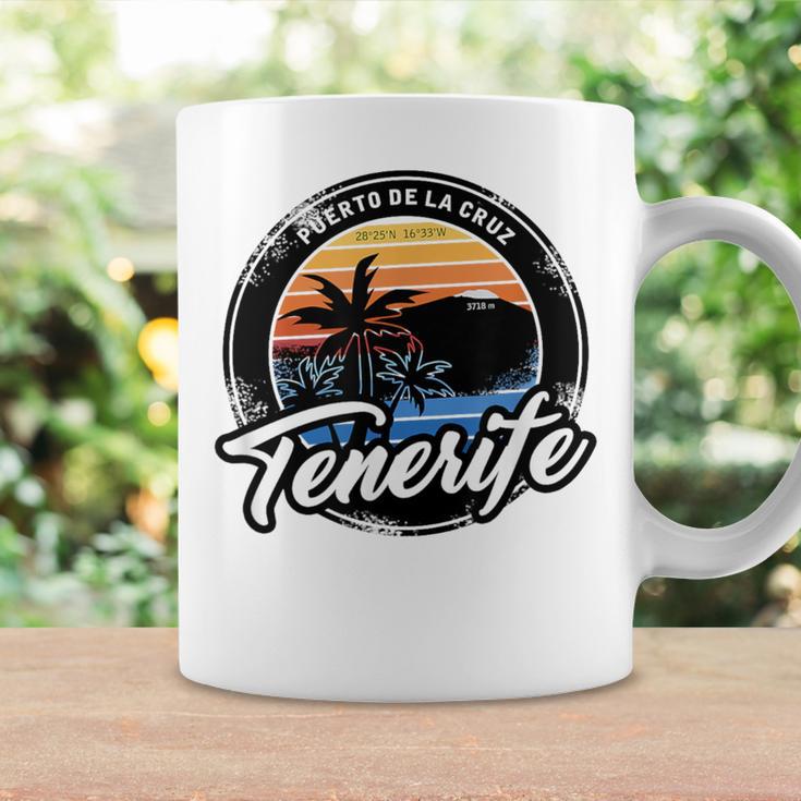 Teneriffa Puerto De La Cruz With Coordinates Gray Tassen Geschenkideen