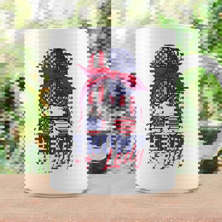 Trump Lady Inauguration Day 2025 Messy Bun American Flag Coffee Mug Gifts ideas