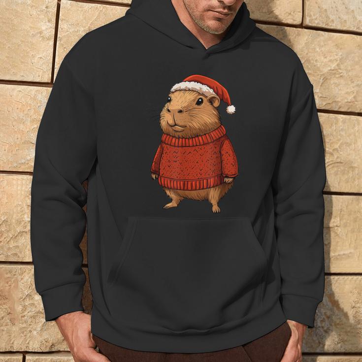 Capybara Ugly Sweater Santa Hat Christmas Kapuzenpullover Lebensstil