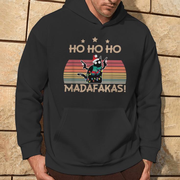 Catintage Pew Pew Madafakas Cat Ho Ho Ho Christmas Kapuzenpullover Lebensstil