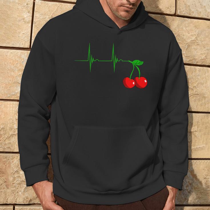 Cherry Heartbeat Cherries Fruits Ecg Pulse Kapuzenpullover Lebensstil