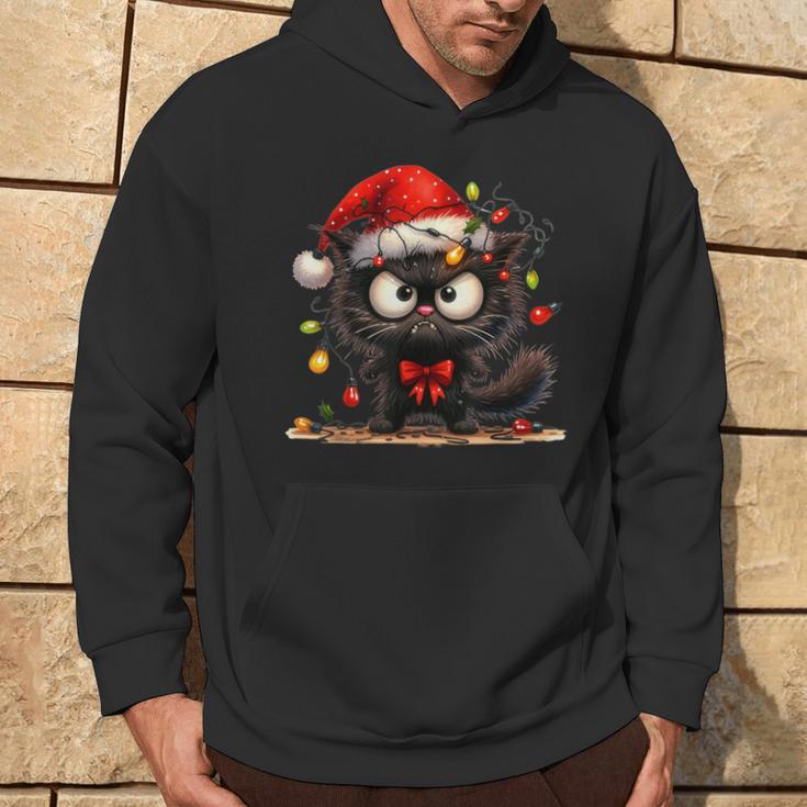 Christmas Grumpy Angry Cat Naughty Fairy Lights Kapuzenpullover Lebensstil