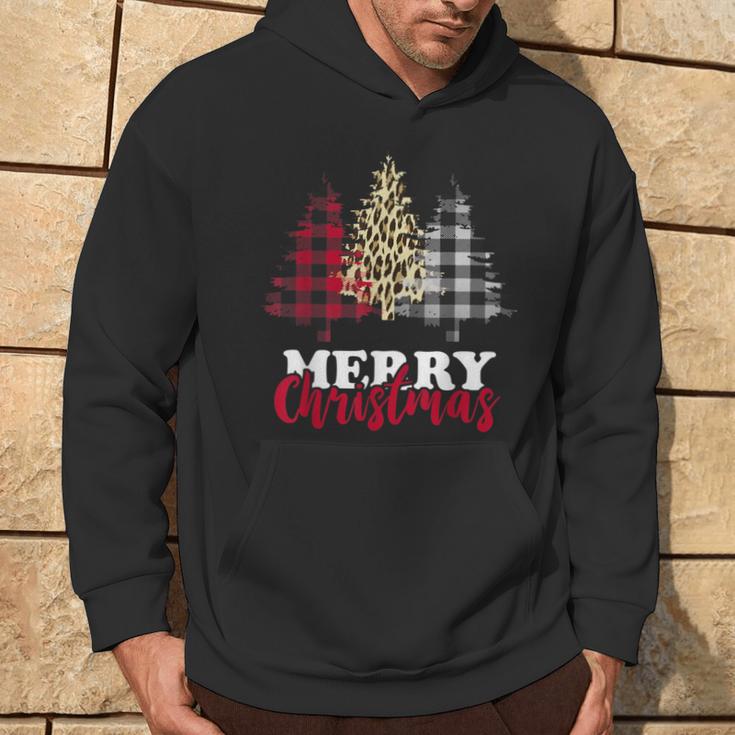 Christmas Tree Buffalo Check Leopard Xmas Merry Christmas Kapuzenpullover Lebensstil