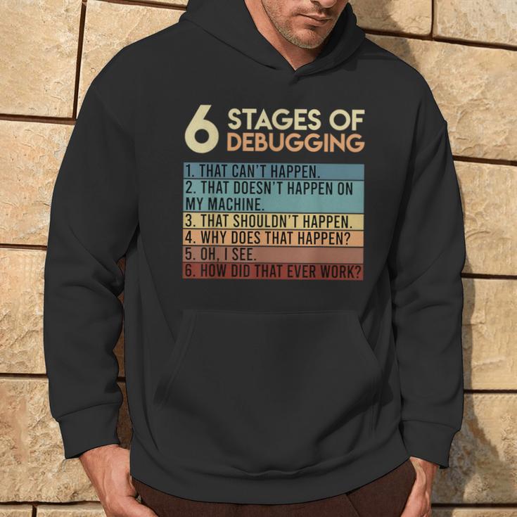 Coder Informatiker Admin 6 Stages Of Debugging Programmer Kapuzenpullover Lebensstil