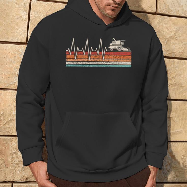 Combine Harvester Heartbeat Harvester Pulse Bauer Heart Rate Kapuzenpullover Lebensstil