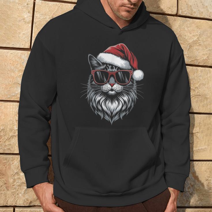 Cool Christmas Cat Santa Christmas Fun Kapuzenpullover Lebensstil