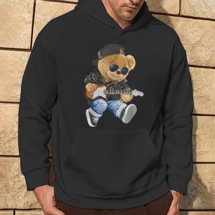 Cute Teddy Bear Playing Electric Guitar Kapuzenpullover Lebensstil